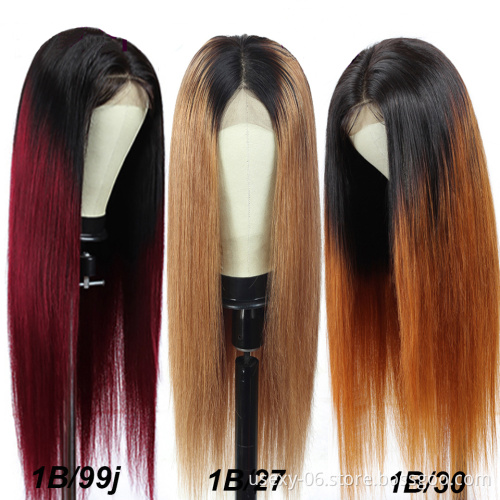 Wig Vendor Wholesale Long Hair Lace Front Wig 1b/27 1b/99j Ombre Color Wigs Human Hair